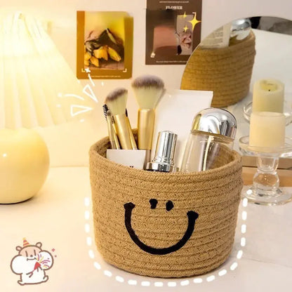 Happy Face Woven Storage Basket __stock:200 Closet & Storage refund_fee:800