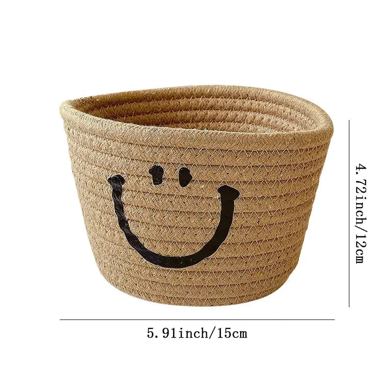 Happy Face Woven Storage Basket __stock:200 Closet & Storage refund_fee:800