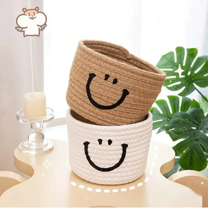 Happy Face Woven Storage Basket __stock:200 Closet & Storage refund_fee:800