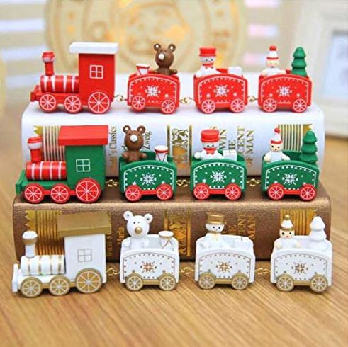 Happy Trees Wooden Christmas Train with Snowman Holiday Decor & Apparel refund_fee:800