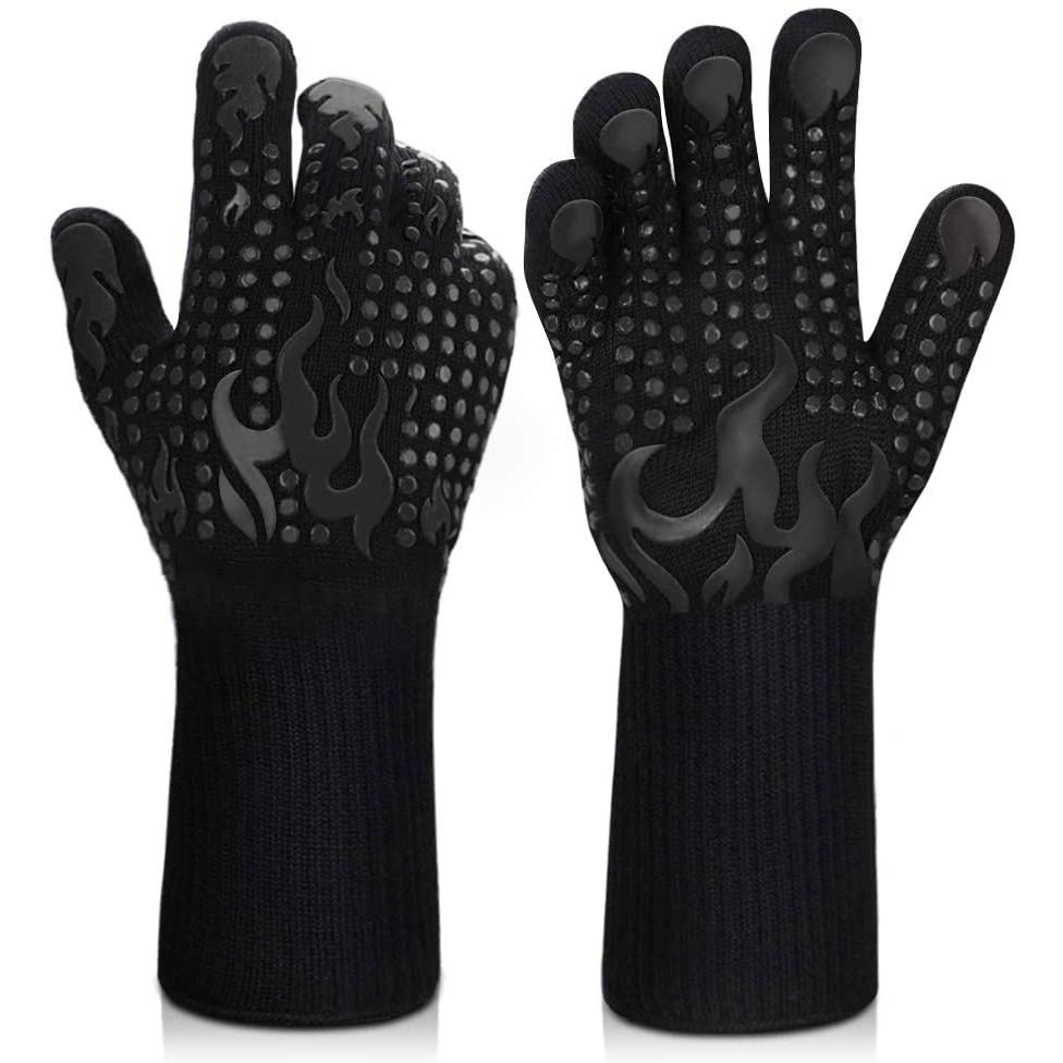 Heat Resistant Grilling Long Silicone Non-Slip Gloves Black __stock:100 Kitchen & Dining refund_fee:800