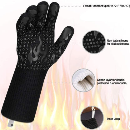 Heat Resistant Grilling Long Silicone Non-Slip Gloves __stock:100 Kitchen & Dining refund_fee:800