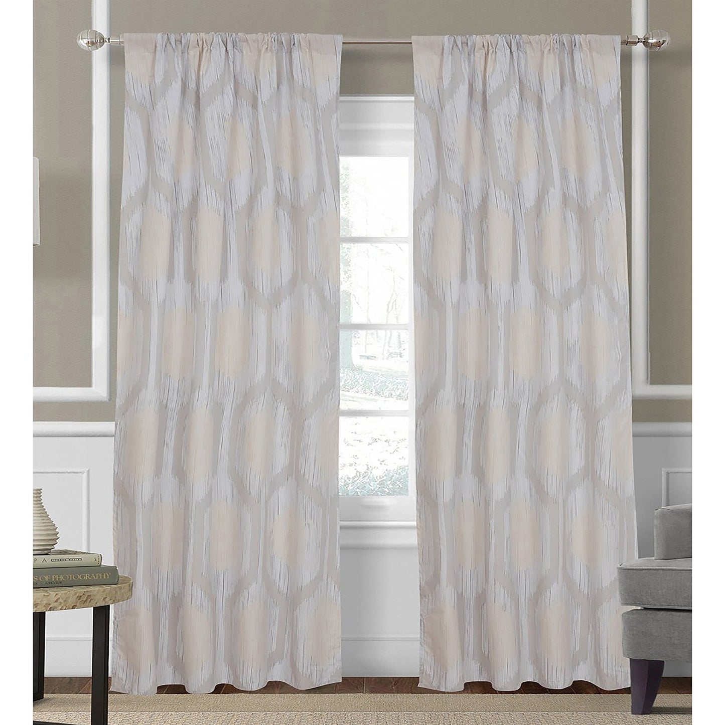 2-Piece Set: Hexagon Strié Window Curtain Panel Pair __stock:50 Furniture and Décor refund_fee:1200