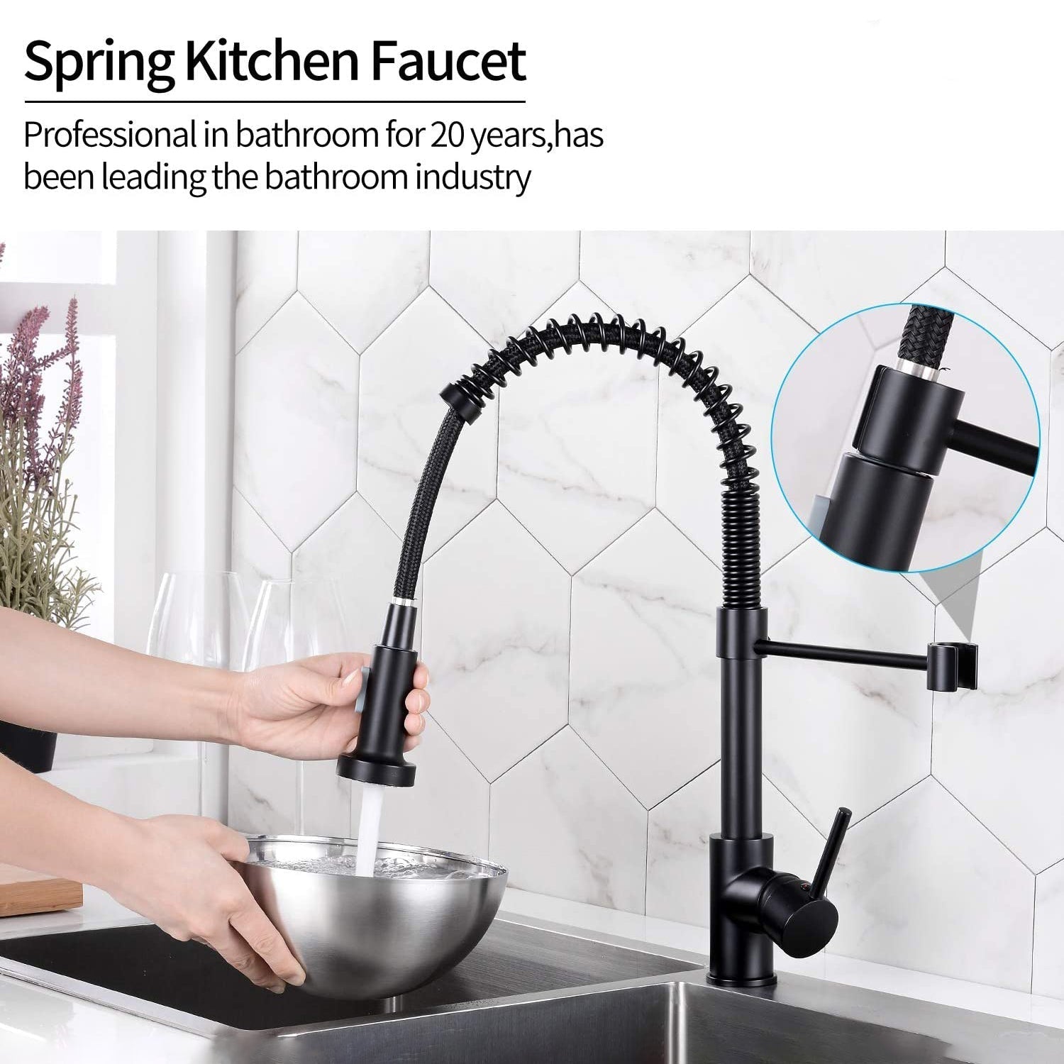 High Arc Spring Kitchen Sink Faucet __stock:200 Home Improvement refund_fee:2200