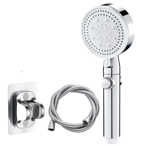 High-Pressure Shower Head 5-Modes Adjustable Faucet Aerator Water Saving Silver Suit __stock:200 Bath refund_fee:800