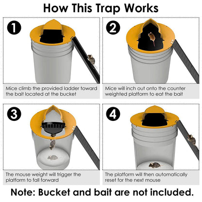 Humane Bucket Lid Mouse Trap with Ladder Auto Reset __stock:100 Pest Control refund_fee:1200