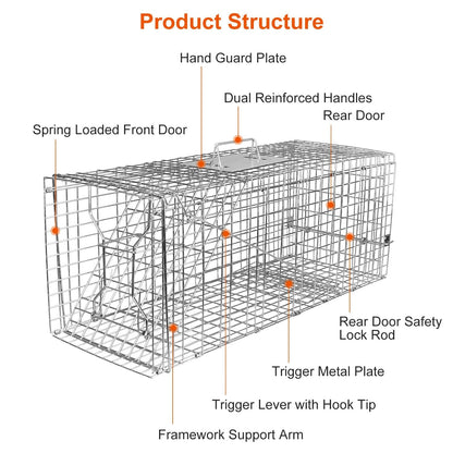 Humane Catch Release Live Animal Collapsible Galvanized Wire Trap Cage __stock:50 Pest Control refund_fee:1800