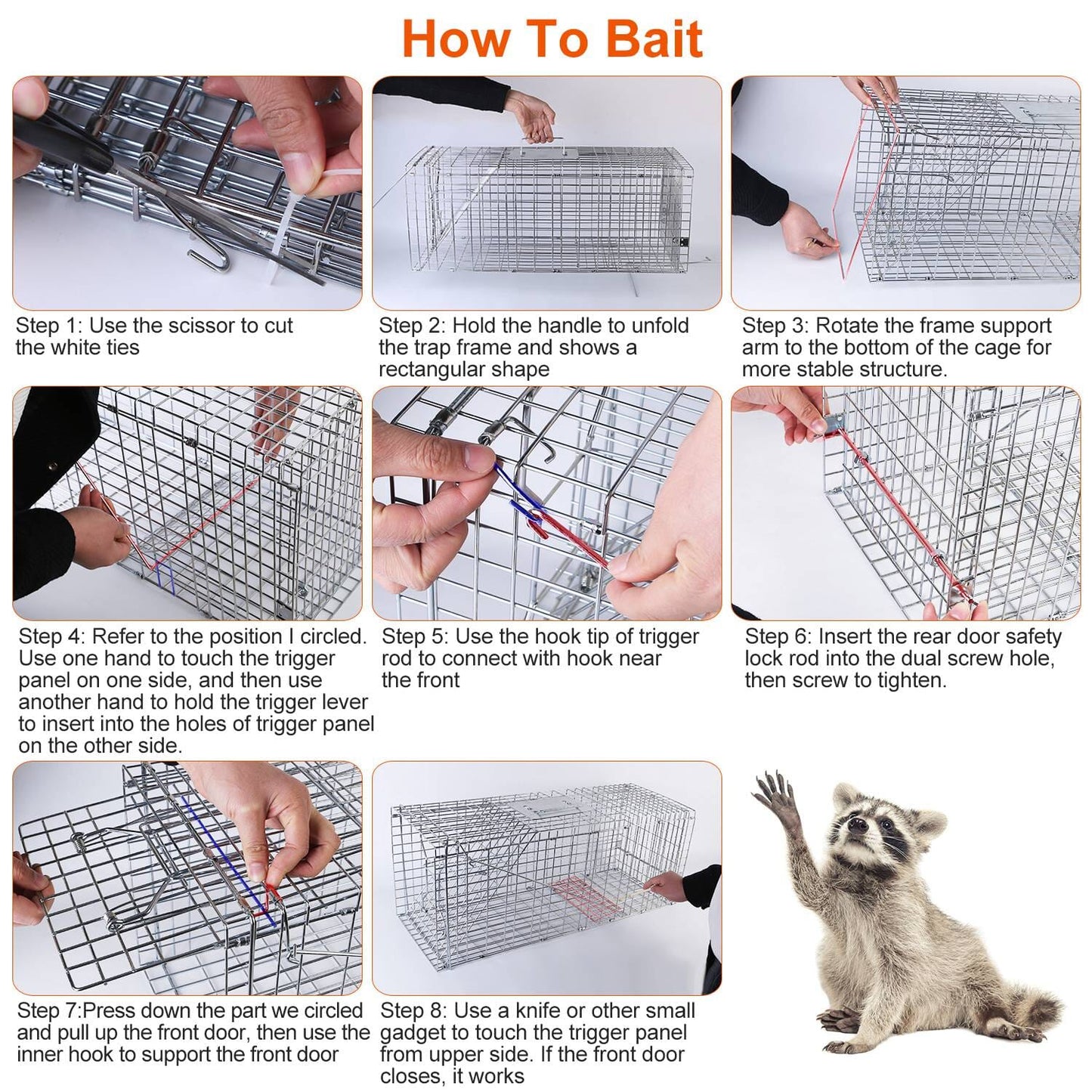 Humane Catch Release Live Animal Collapsible Galvanized Wire Trap Cage __stock:50 Pest Control refund_fee:1800