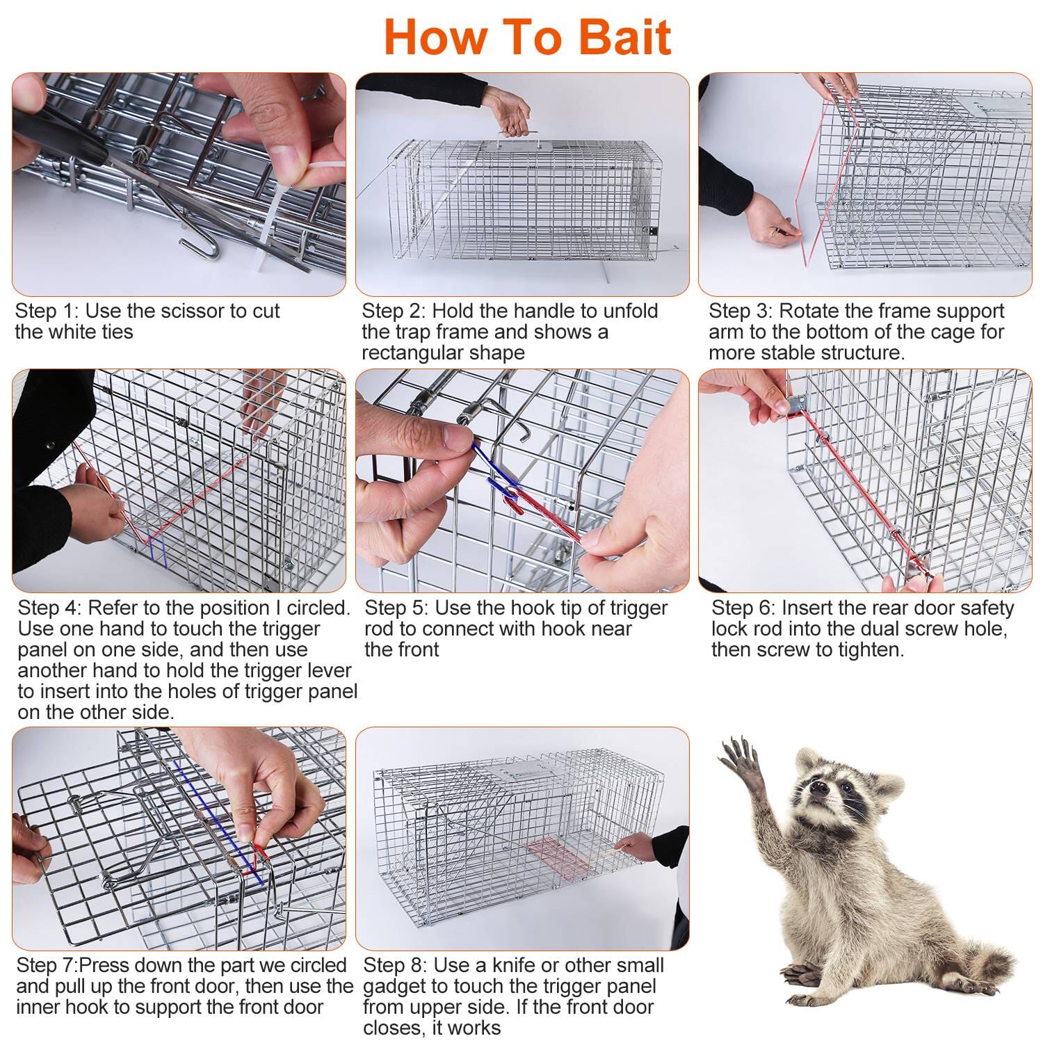 Humane Catch Release Live Animal Collapsible Galvanized Wire Trap Cage __stock:50 Pest Control refund_fee:1800