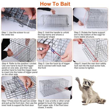 Humane Catch Release Live Animal Collapsible Galvanized Wire Trap Cage __stock:50 Pest Control refund_fee:1800