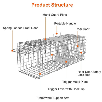 Humane Live Animal Rodent Cage Collapsible Galvanized Wire __stock:50 Low stock Pest Control refund_fee:1200