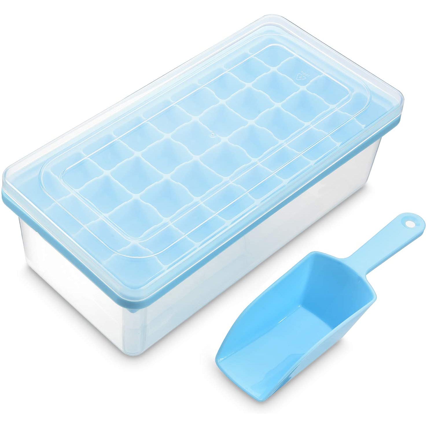 Ice Cube Tray with Lid and Bin Blue __stock:200 Kitchen & Dining refund_fee:1200