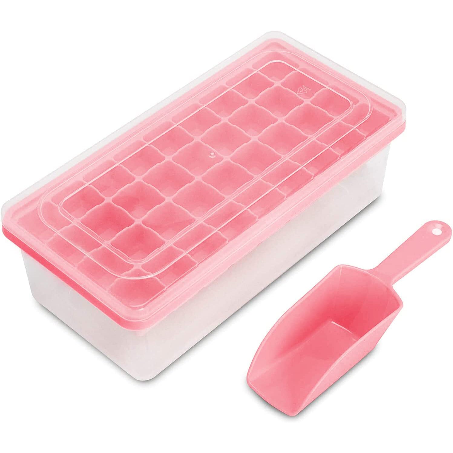 Ice Cube Tray with Lid and Bin Pink __stock:200 Kitchen & Dining refund_fee:1200