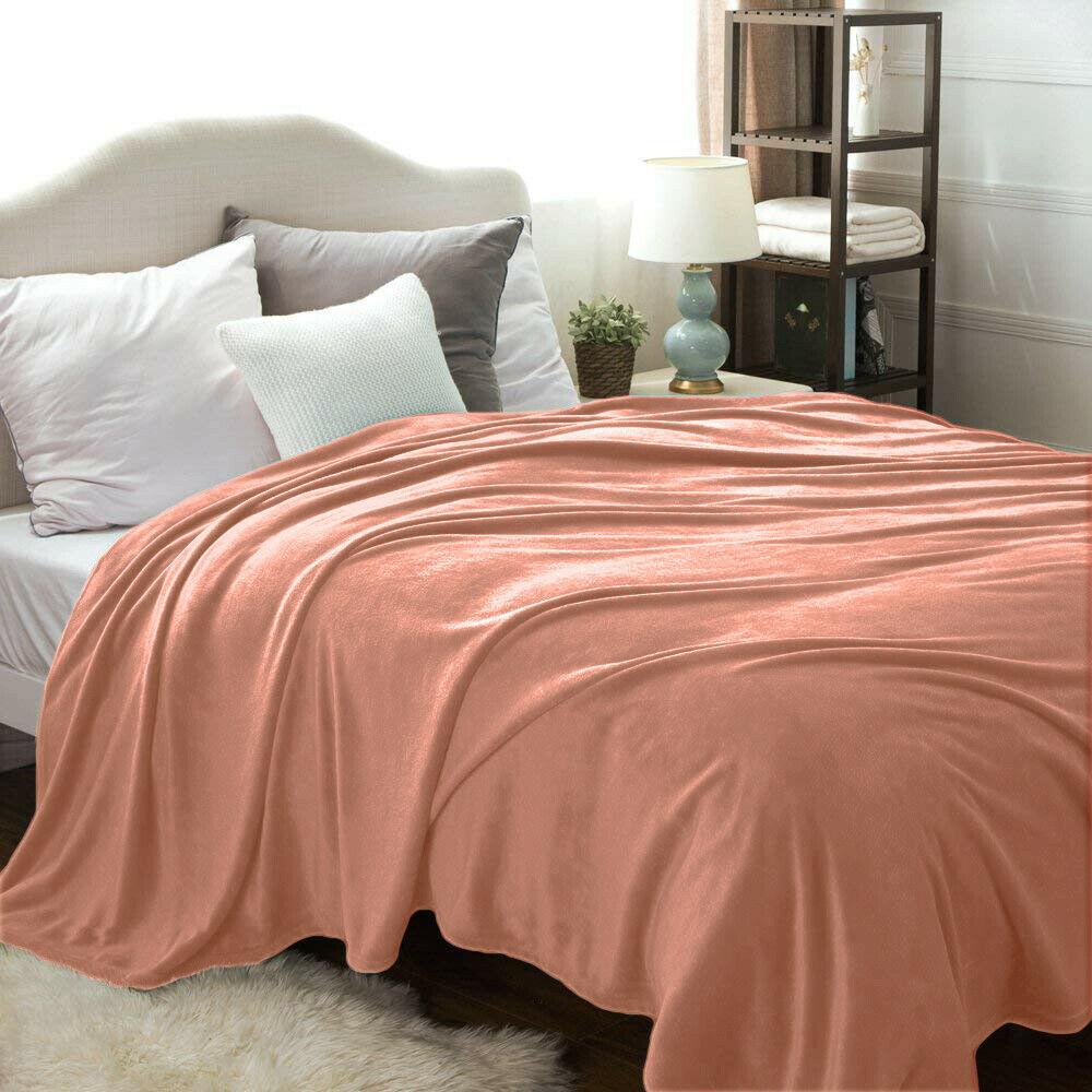 Kathy Ireland Flannel Solid Microplush Bed Blankets Coral __label2:BOGO 30% OFF Bedding refund_fee:1200