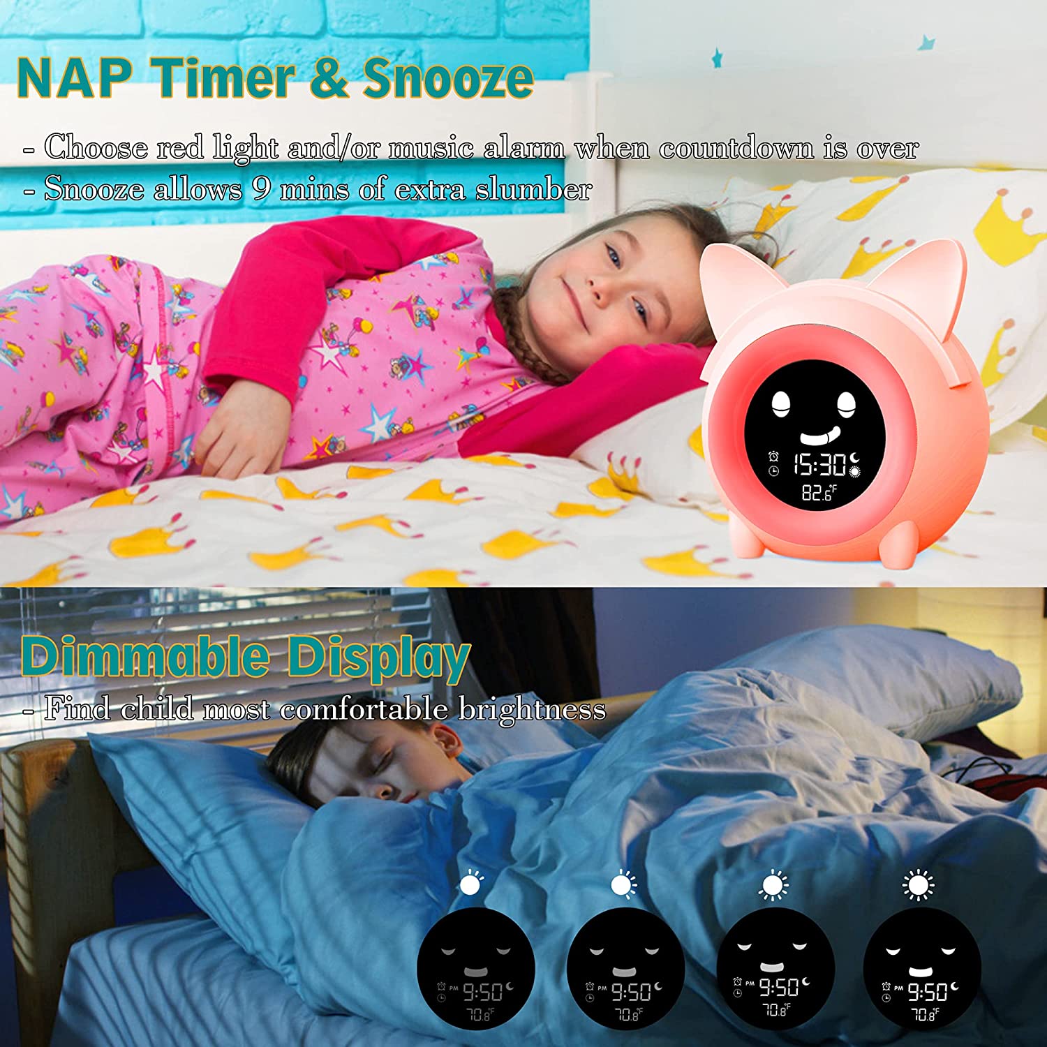 Kids Digital Alarm Clock with Night Light __stock:200 Household Appliances refund_fee:1200 Warranty