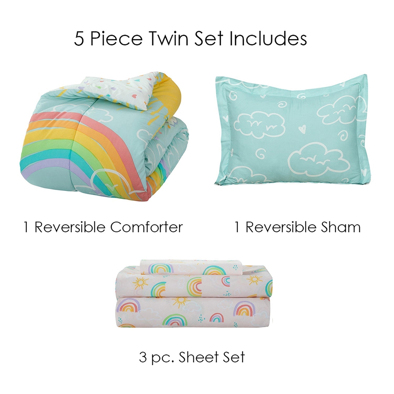 Kidz Mix Rainbow Clouds Bed in a Bag __label2:BOGO 30% OFF __stock:100 Bedding refund_fee:1800