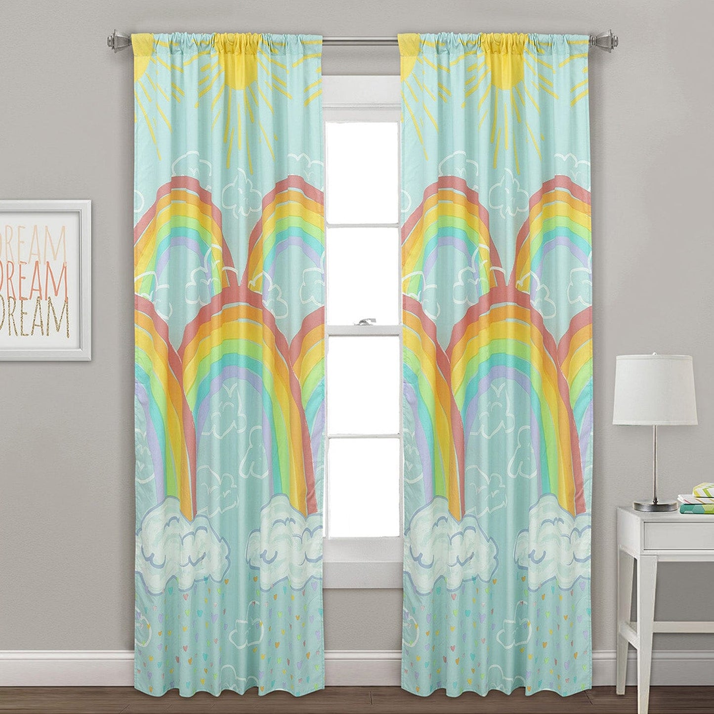 Kidz Mix Rainbow Clouds Window Panel Pair 84" __stock:100 Furniture and Décor refund_fee:1200