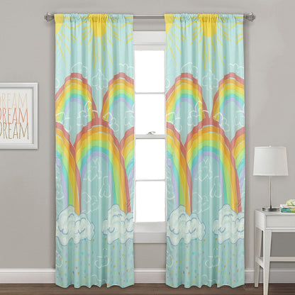 Kidz Mix Rainbow Clouds Window Panel Pair 84" __stock:100 Furniture and Décor refund_fee:1200