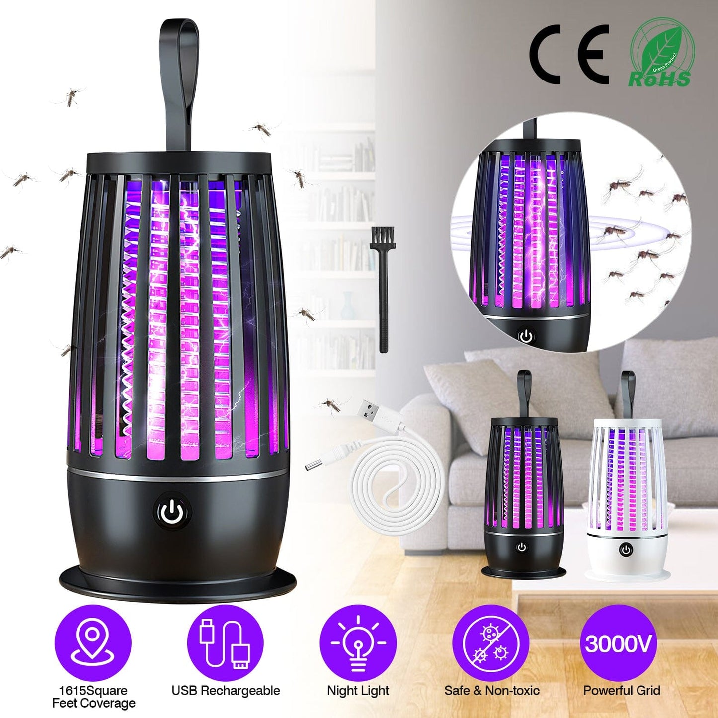 Killer Lamp Bug Zapper with Night Light Strap Mosquito Catcher __stock:50 Pest Control refund_fee:1200 Warranty