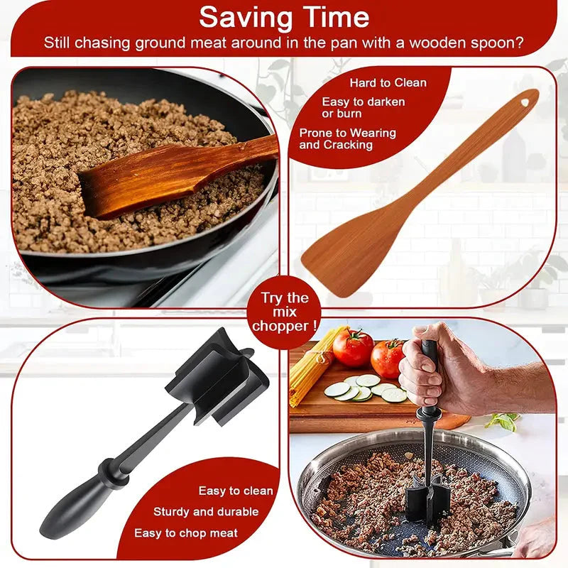 Kitchen Meat Chopper Ground Beef Masher Utensil Heat Resistant Non-Stick __stock:200 Kitchen & Dining refund_fee:800