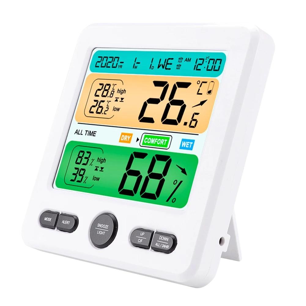 LCD Display Wall-Mounted Desktop Indoor High-Precision Temperature and Humidity Meter White __stock:200 Household Appliances refund_fee:1200