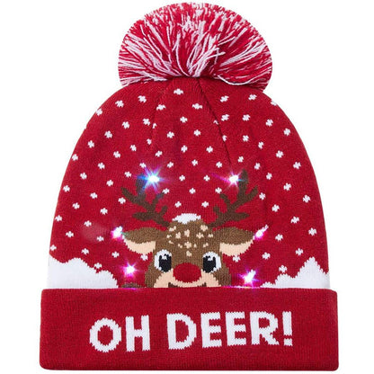 LED Christmas Knitted Hat Oh Deer __stock:100 Holiday Decor & Apparel refund_fee:800