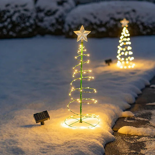 LED Christmas Tree Outdoor Solar Ground Plug Lights Warm White __stock:200 Holiday Decor & Apparel refund_fee:1200 Warranty
