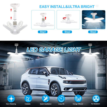 LED Dimmable Garage Ceiling Lights with 4 Adjustable Panels Indoor Lighting refund_fee:800 Warranty