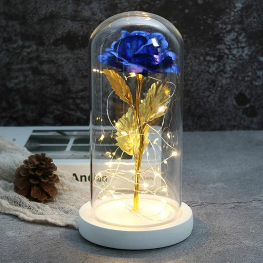 LED Glass Cover Simulation Foil Rose Flower Blue __stock:100 Furniture and Décor refund_fee:1200