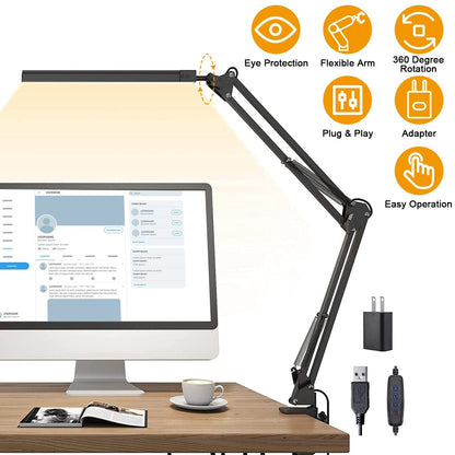 LED Reading Desk Lamp with Clamp Adjustable Swing Arm __stock:50 Indoor Lighting Low stock refund_fee:1200 Warranty