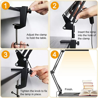 LED Reading Desk Lamp with Clamp Adjustable Swing Arm __stock:50 Indoor Lighting Low stock refund_fee:1200 Warranty