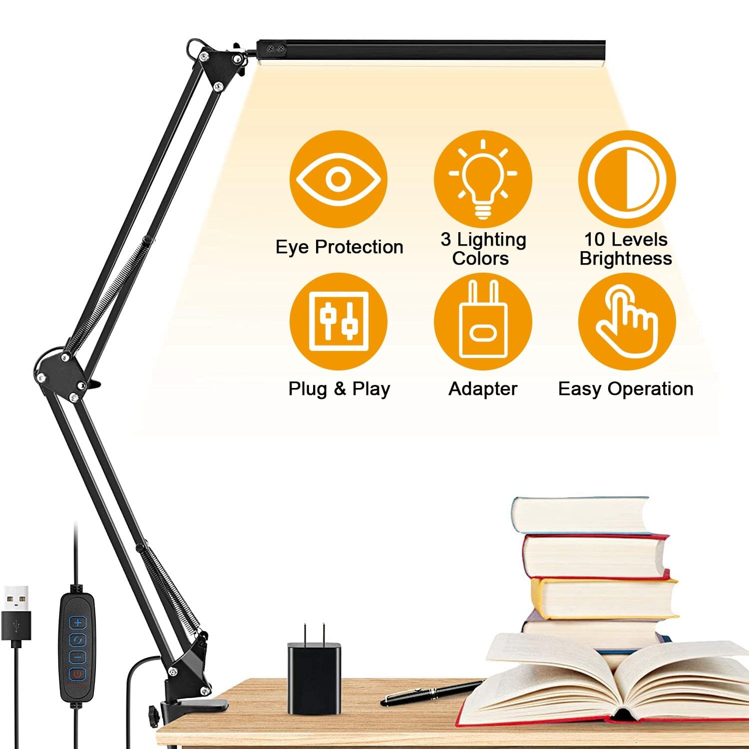 LED Reading Desk Lamp with Clamp Adjustable Swing Arm __stock:50 Indoor Lighting Low stock refund_fee:1200 Warranty