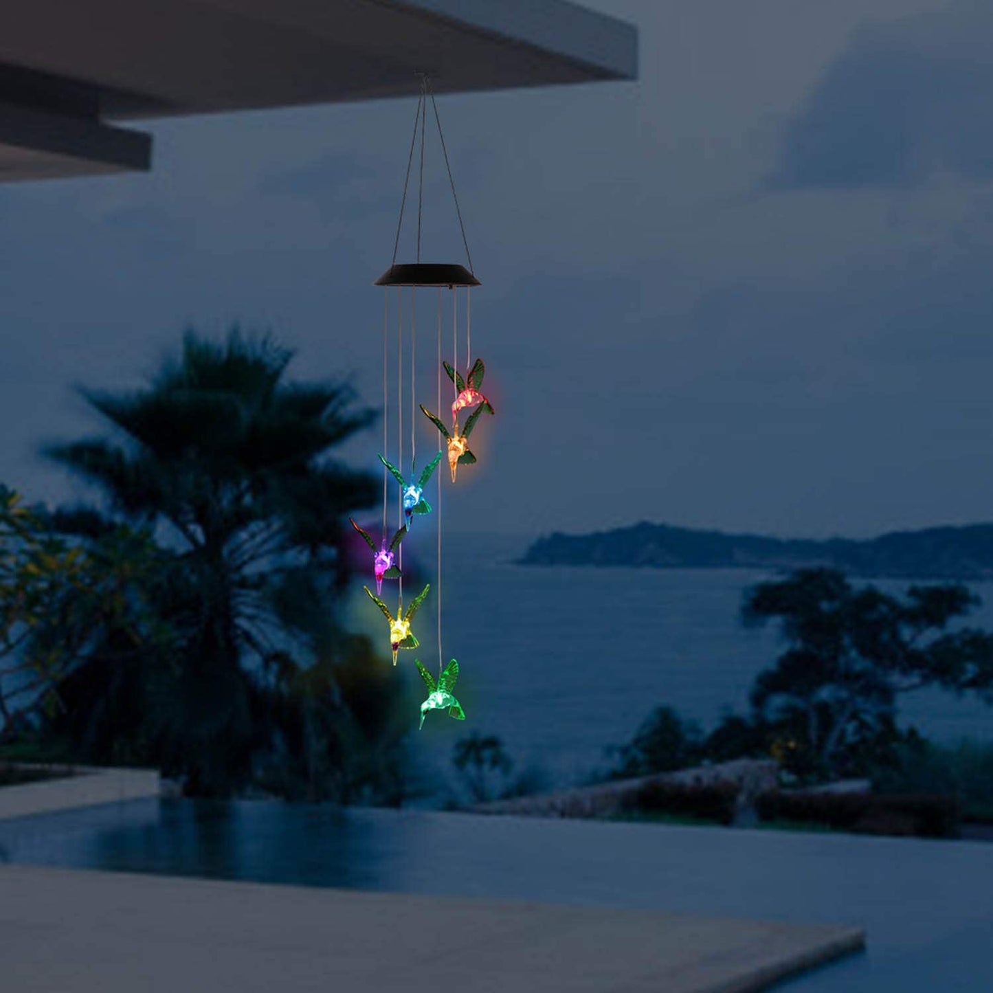 LED Solar Hummingbird Wind Chime __stock:500 Holiday refund_fee:800 String & Fairy Lights Warranty