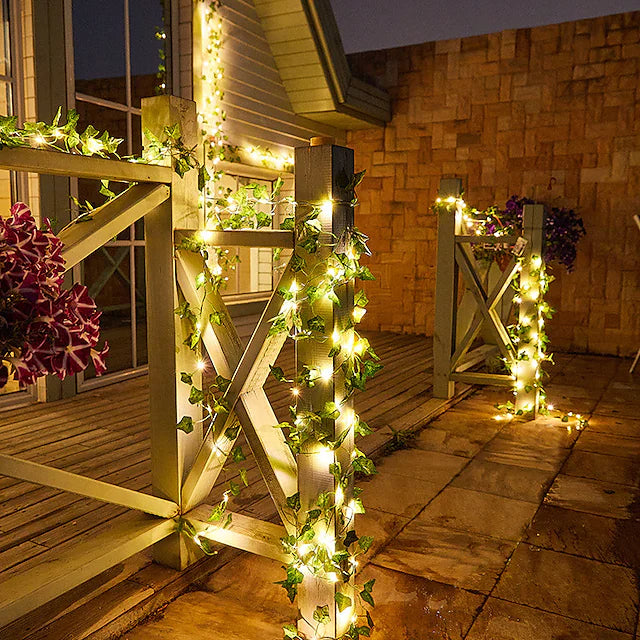 LED Solar Ivy Leaf String Light __stock:200 refund_fee:800 String & Fairy Lights Warranty