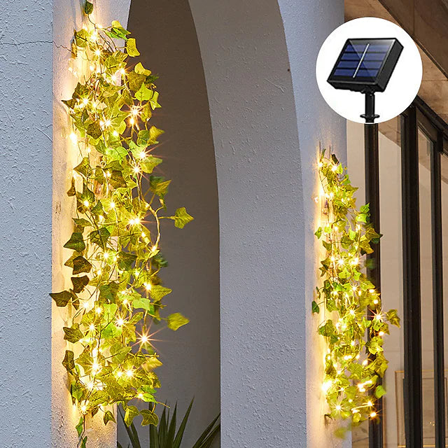 LED Solar Ivy Leaf String Light __stock:200 refund_fee:800 String & Fairy Lights Warranty