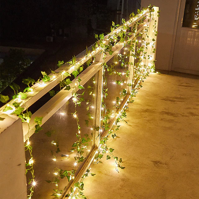 LED Solar Ivy Leaf String Light __stock:200 refund_fee:800 String & Fairy Lights Warranty