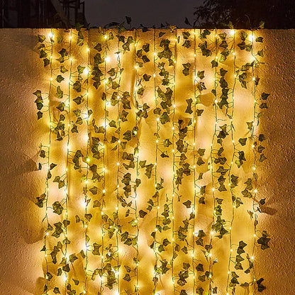 LED Solar Ivy Leaf String Light __stock:200 refund_fee:800 String & Fairy Lights Warranty