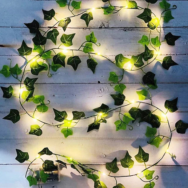 LED Solar Ivy Leaf String Light __stock:200 refund_fee:800 String & Fairy Lights Warranty