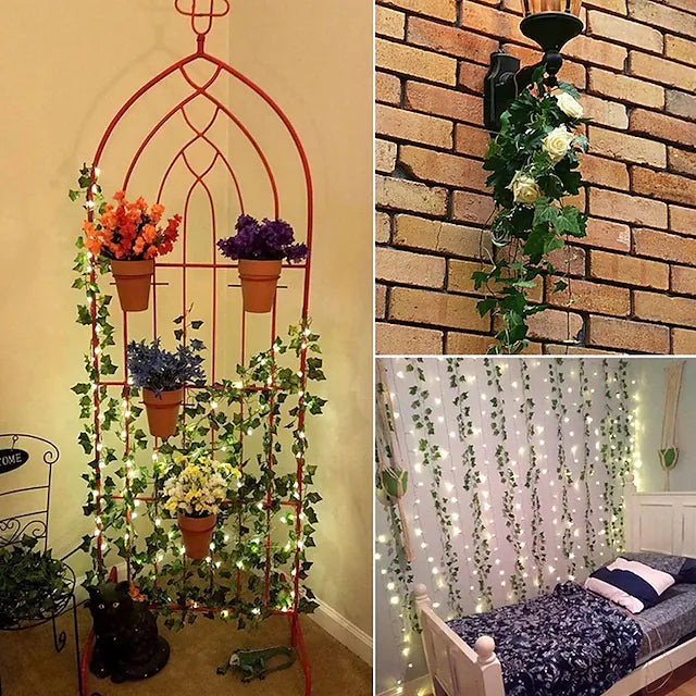 LED Solar Ivy Leaf String Light __stock:200 refund_fee:800 String & Fairy Lights Warranty