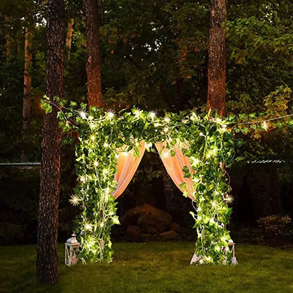 LED Solar Ivy Leaf String Light __stock:200 refund_fee:800 String & Fairy Lights Warranty