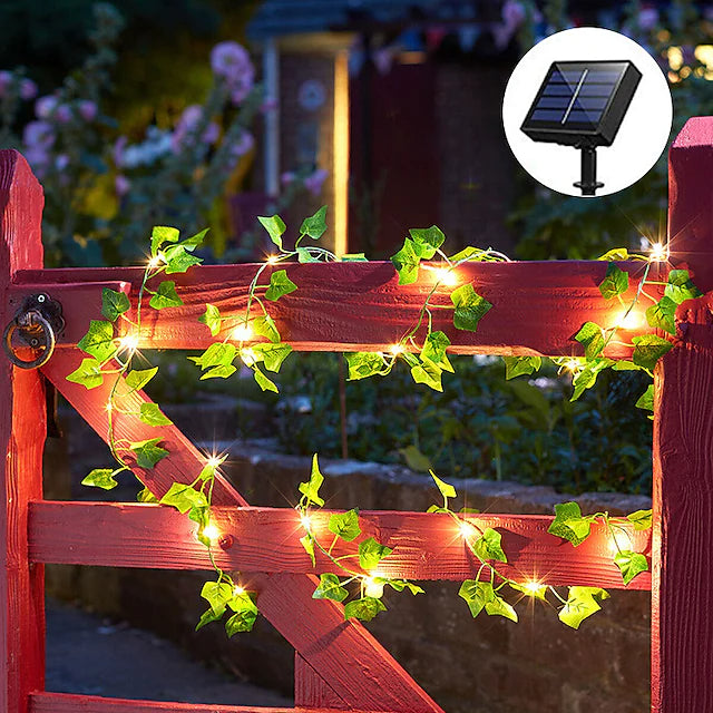 LED Solar Ivy Leaf String Light __stock:200 refund_fee:800 String & Fairy Lights Warranty