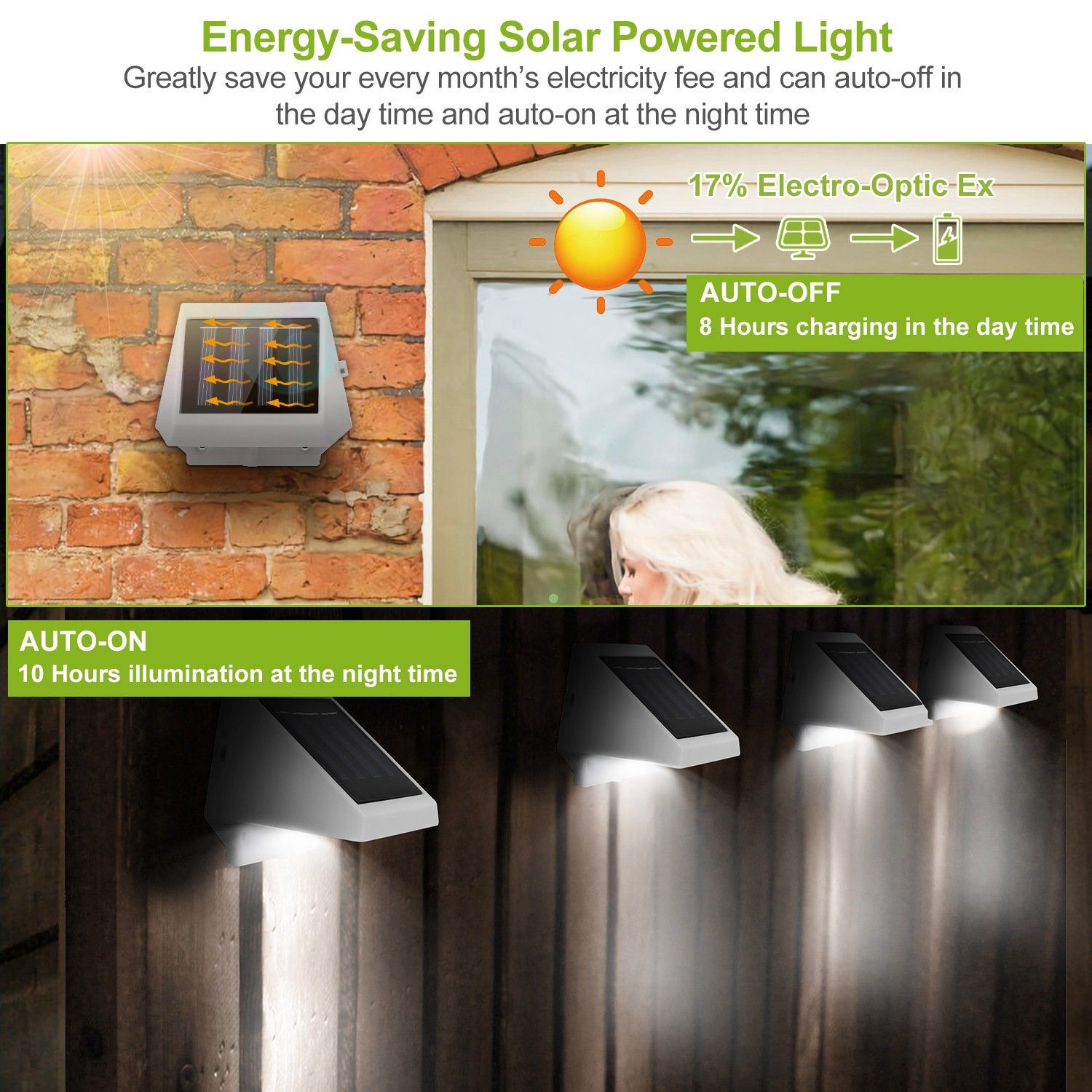 LED Solar Powered Stair Lights Outdoor Lighting refund_fee:800 Warranty