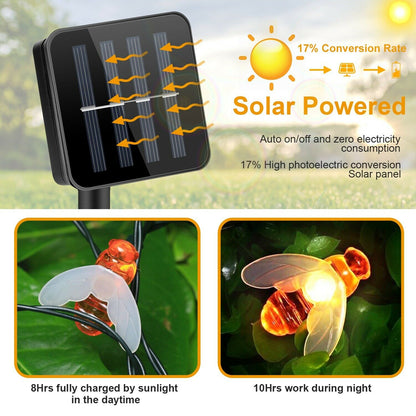 LED Solar String Bee Lights 30 Honeybees Holiday refund_fee:1200 String & Fairy Lights Warranty