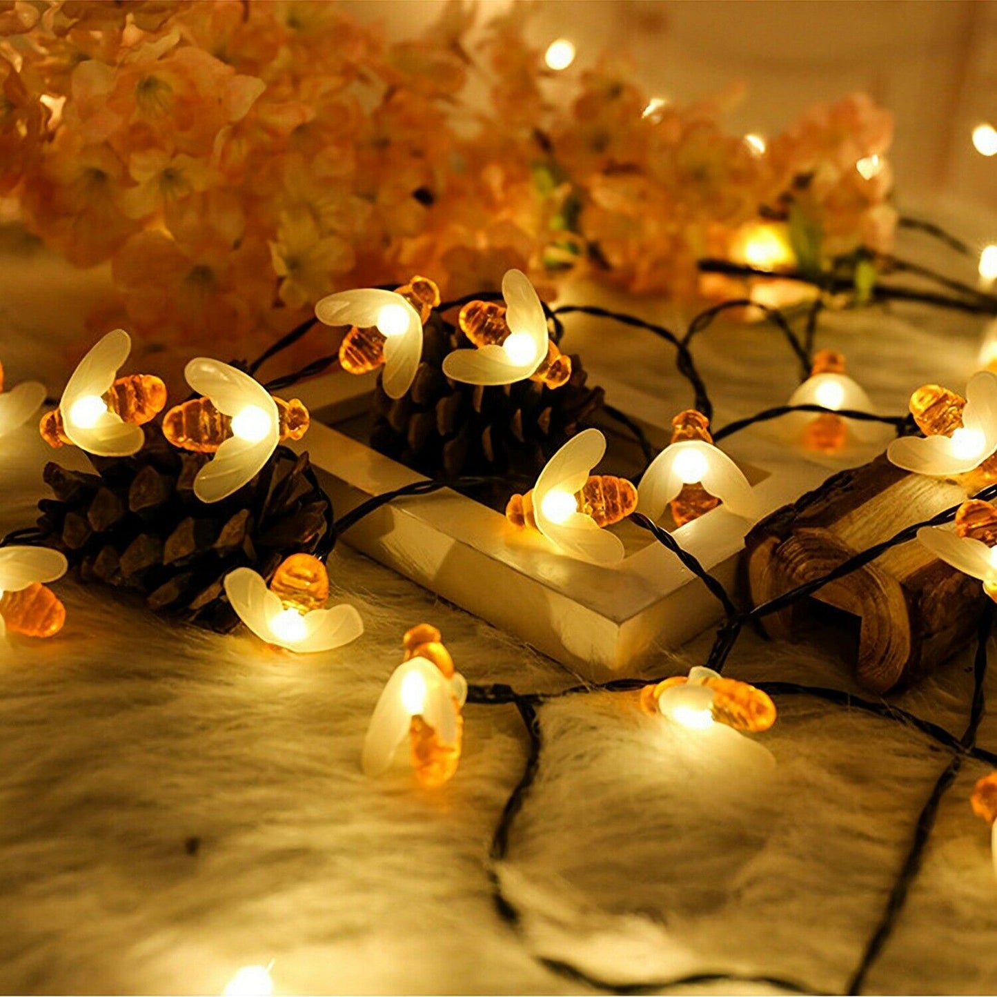 LED Solar String Bee Lights 30 Honeybees Holiday refund_fee:1200 String & Fairy Lights Warranty