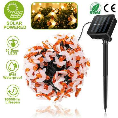 LED Solar String Bee Lights 30 Honeybees Holiday refund_fee:1200 String & Fairy Lights Warranty