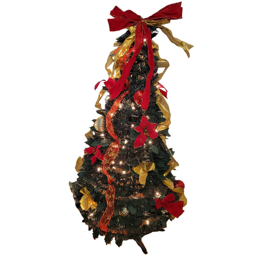 Let It Snow Holiday Collection Pop-Up Tree with Clear Lights - Assorted Styles 4 foot Red/Gold __stock:50 Holiday Holiday Decor & Apparel refund_fee:2200