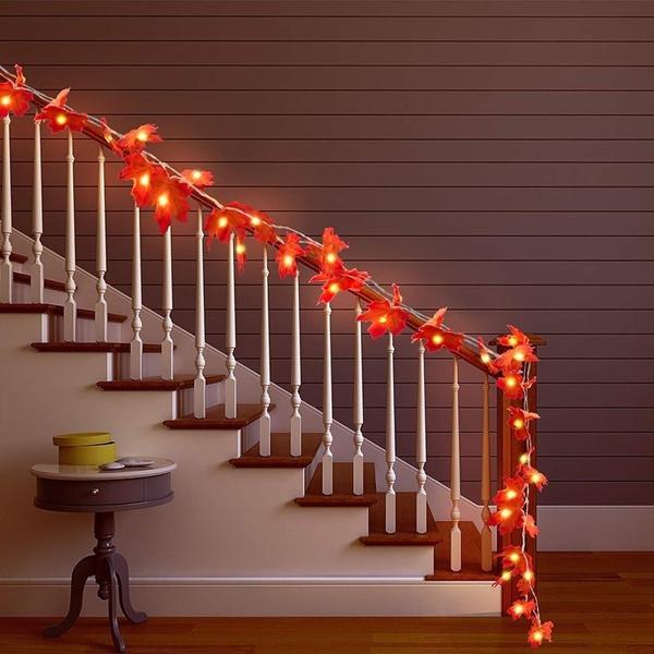 Lighted Fall Garland 40 LED String Light Holiday Decor & Apparel refund_fee:800 Warranty