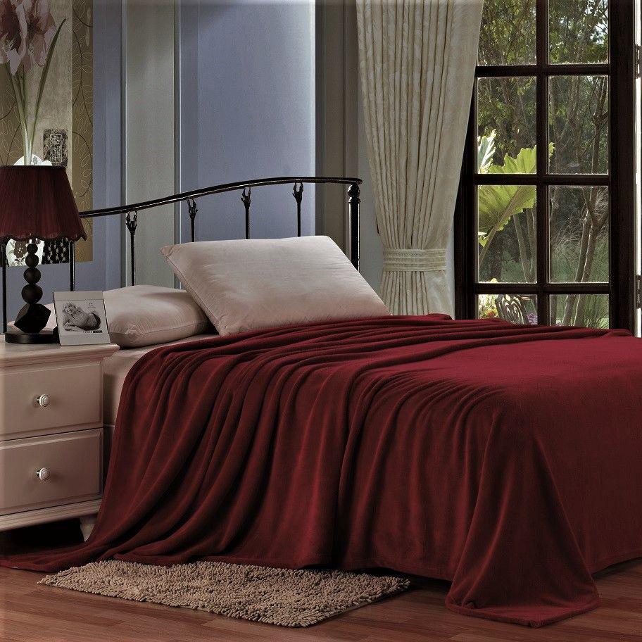 Lightweight and Soft Solid Blankets Burgundy __label2:BOGO 30% OFF Bedding refund_fee:1200