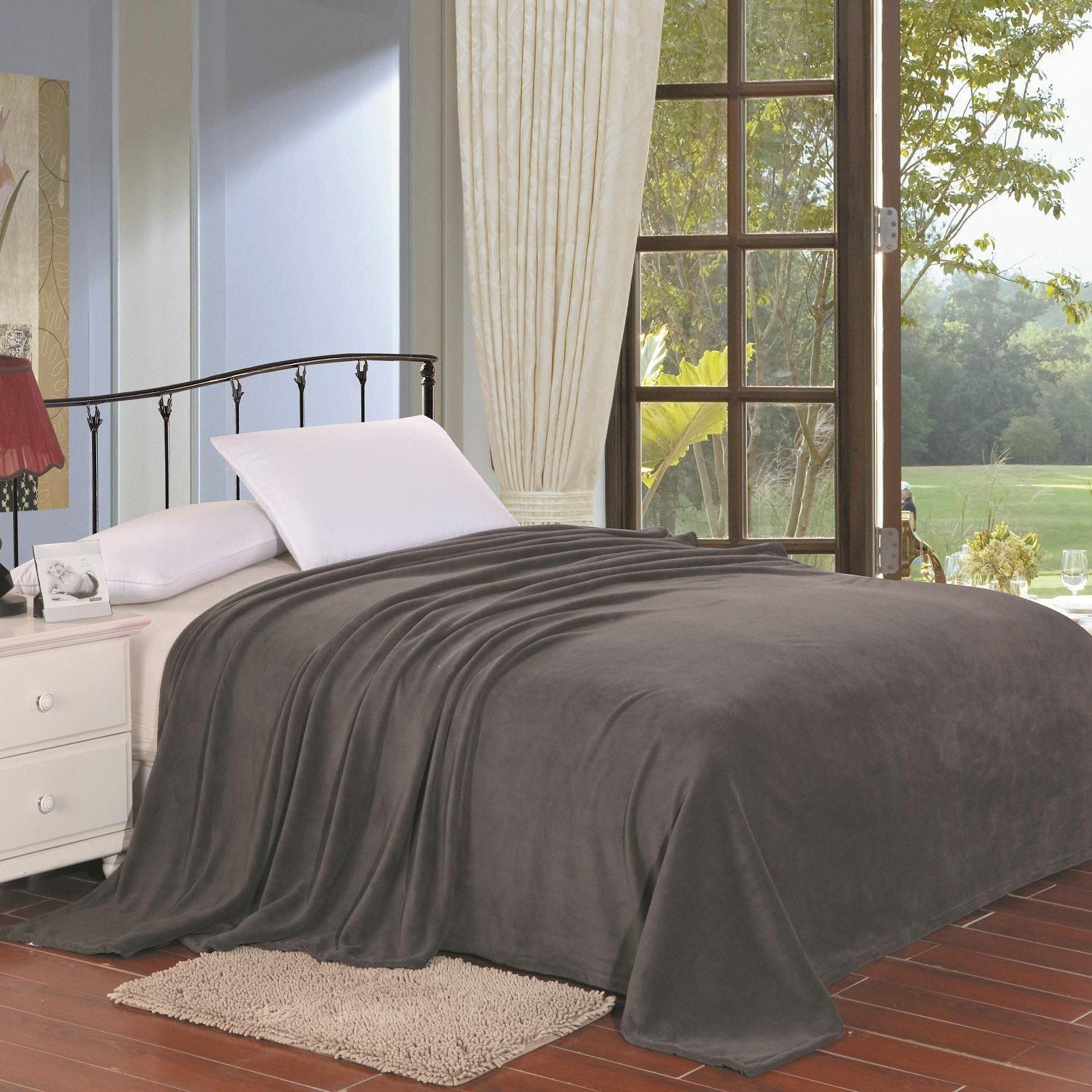 Lightweight and Soft Solid Blankets Gray __label2:BOGO 30% OFF Bedding refund_fee:1200