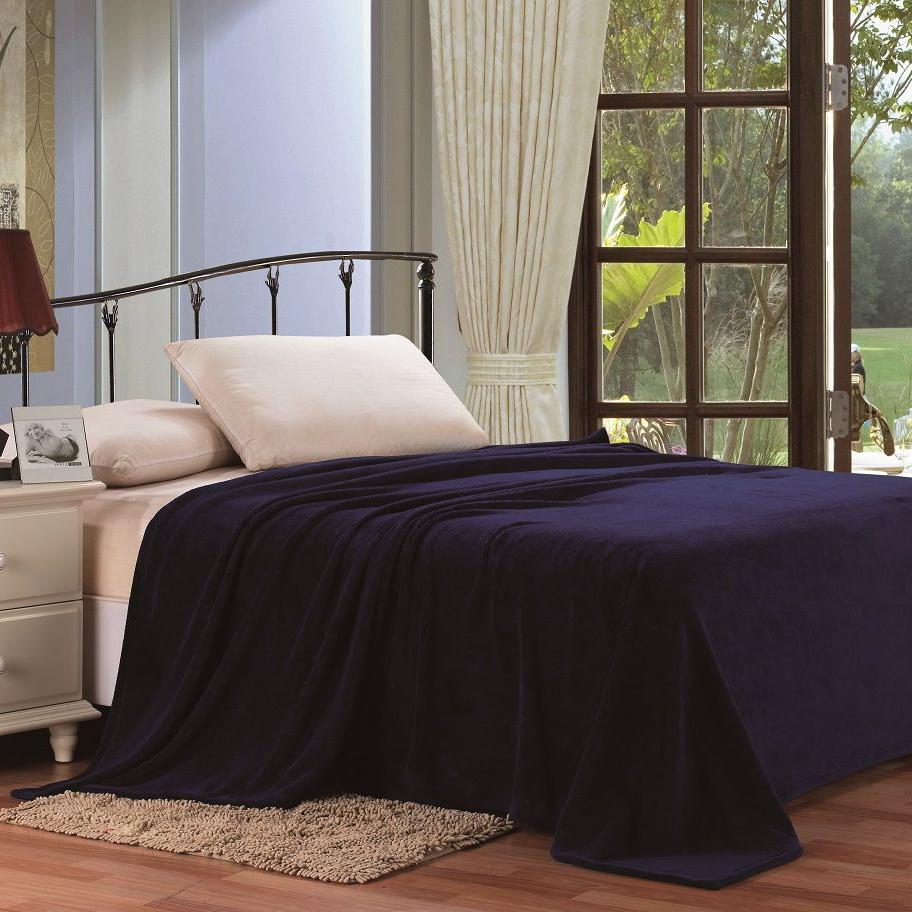 Lightweight and Soft Solid Blankets Navy __label2:BOGO 30% OFF Bedding refund_fee:1200